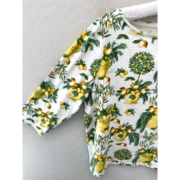 TALBOTS | Plus Size Petite Lemon Tree Print Shirt Top Cotton Blend | Size 2X - Picture 3 of 6